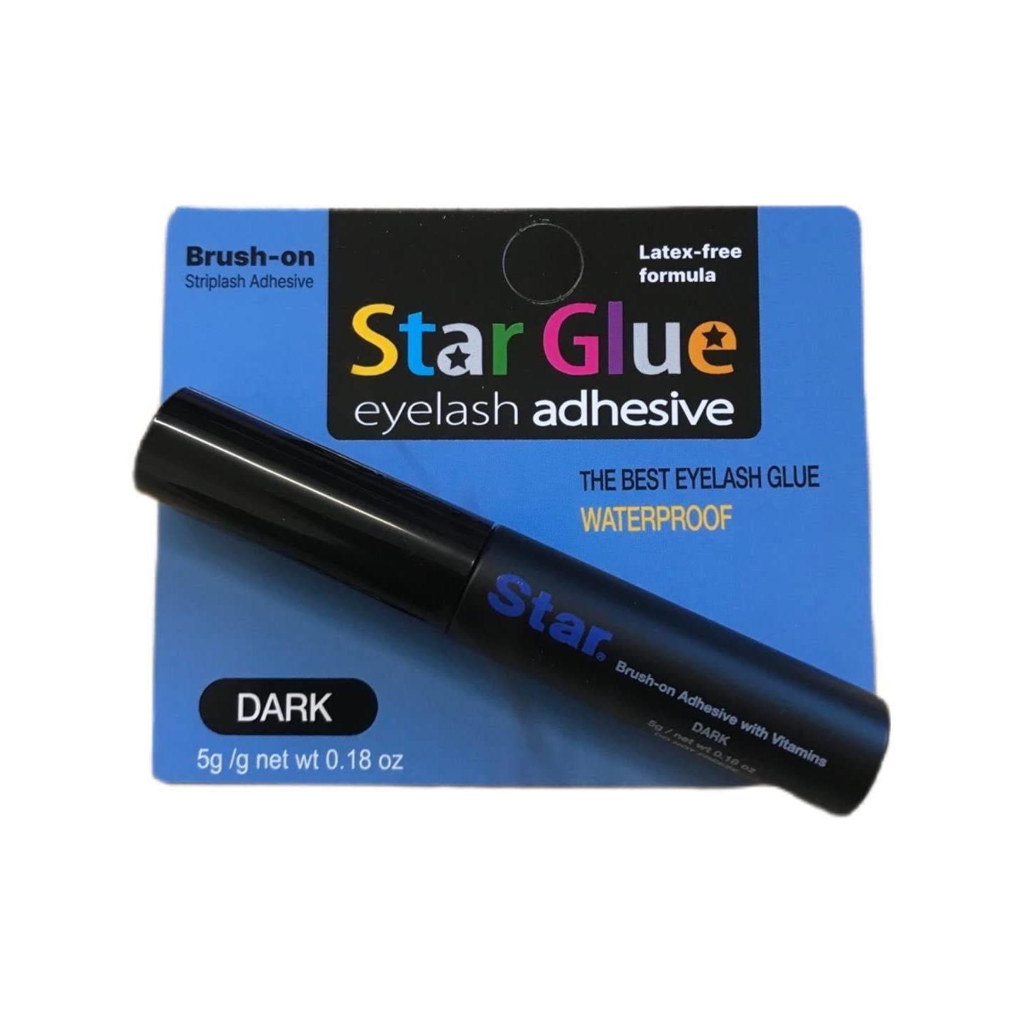 Star Glue Super Strong Eyelash Glue Adhesive Dark Promotes Appearance of Longer, Thicker Eyelashes (Brush-on)