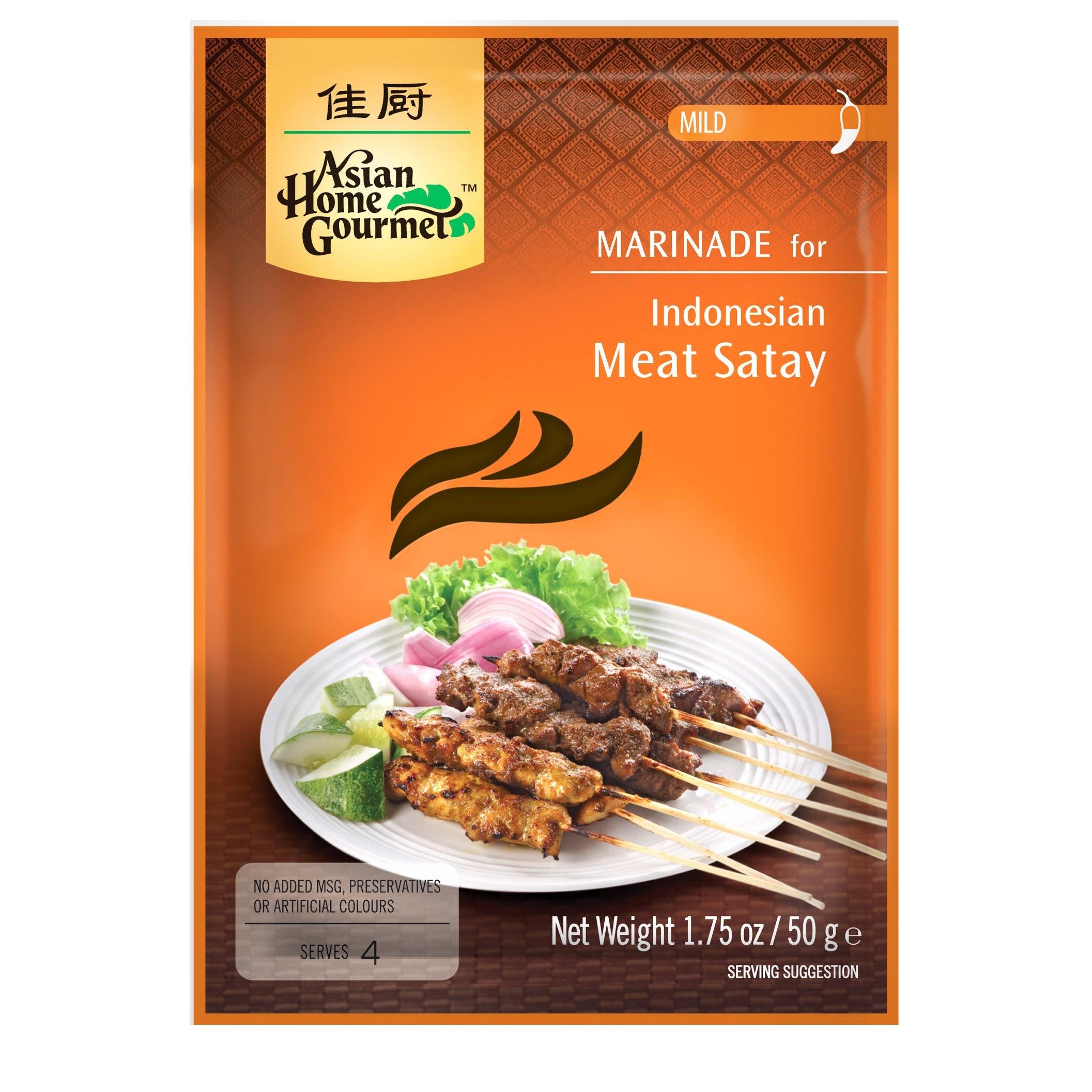 Asian Home Gourmet Indonesian Satay (Mild), 1.75-Ounce Packages (Pack of 3)