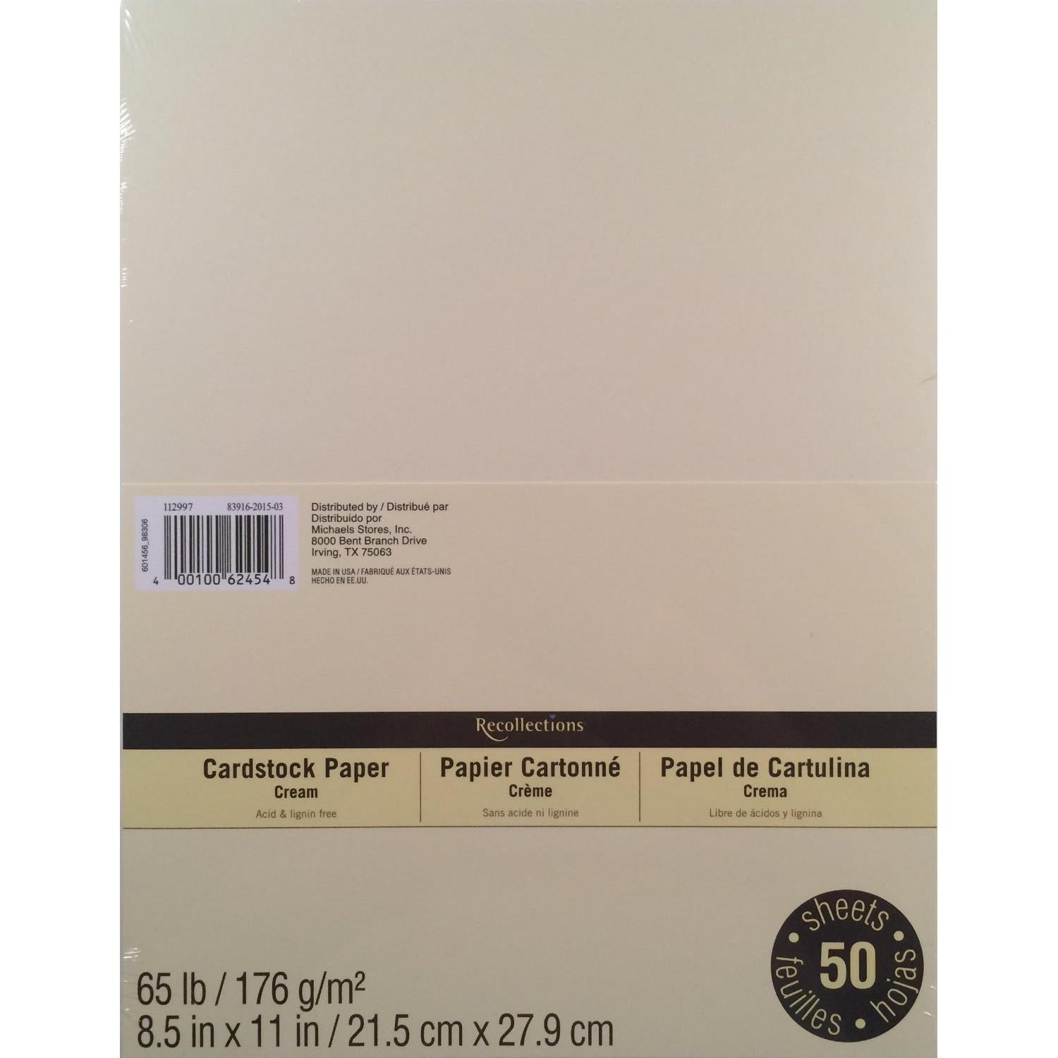 Recollections Cardstock Paper, Cream Colors 8 1/2 x 11 (Value 2-Pack)