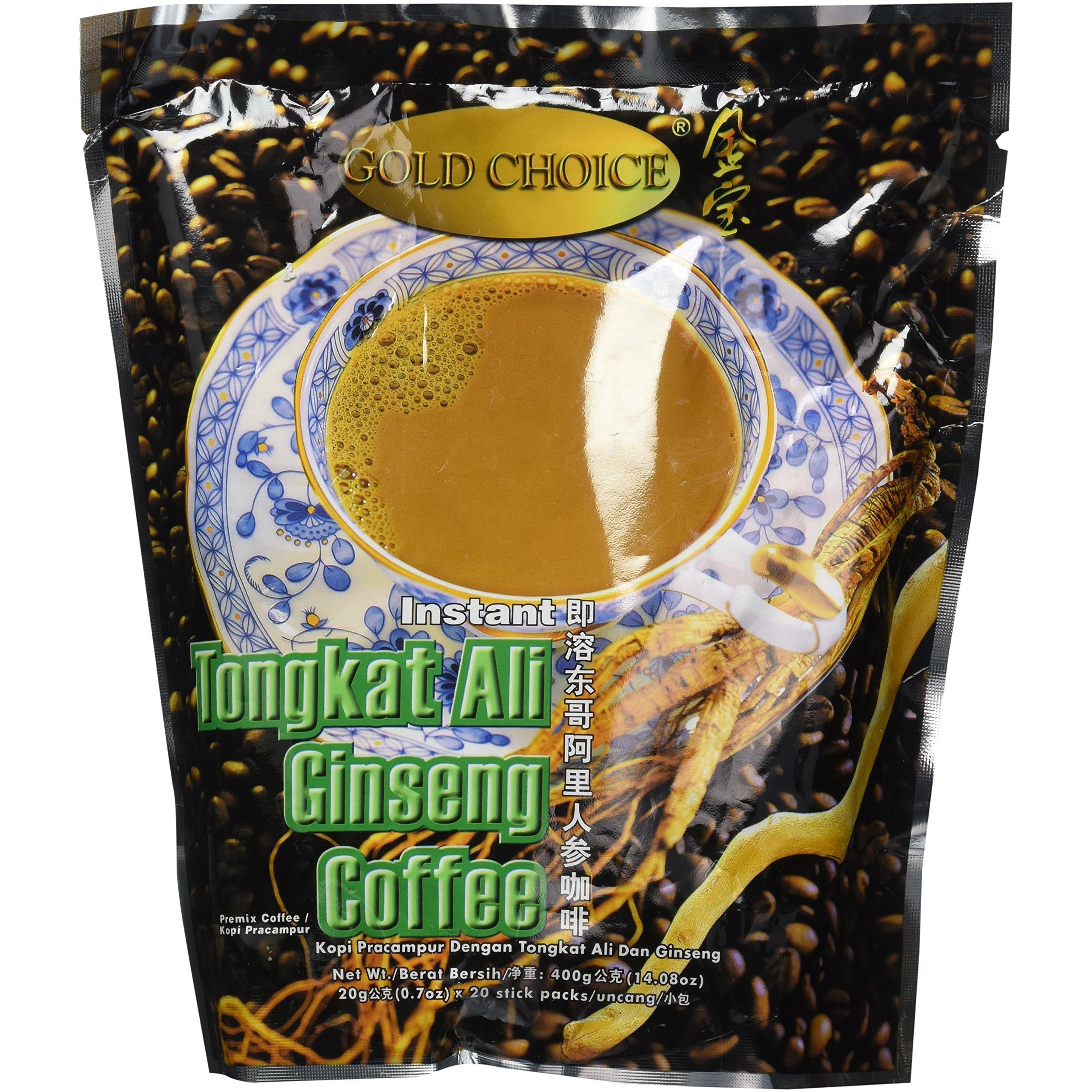 Gold Choice Instant Tongkat Ali Ginseng Coffee, 0.7 Ounce (2 Pack of 20)