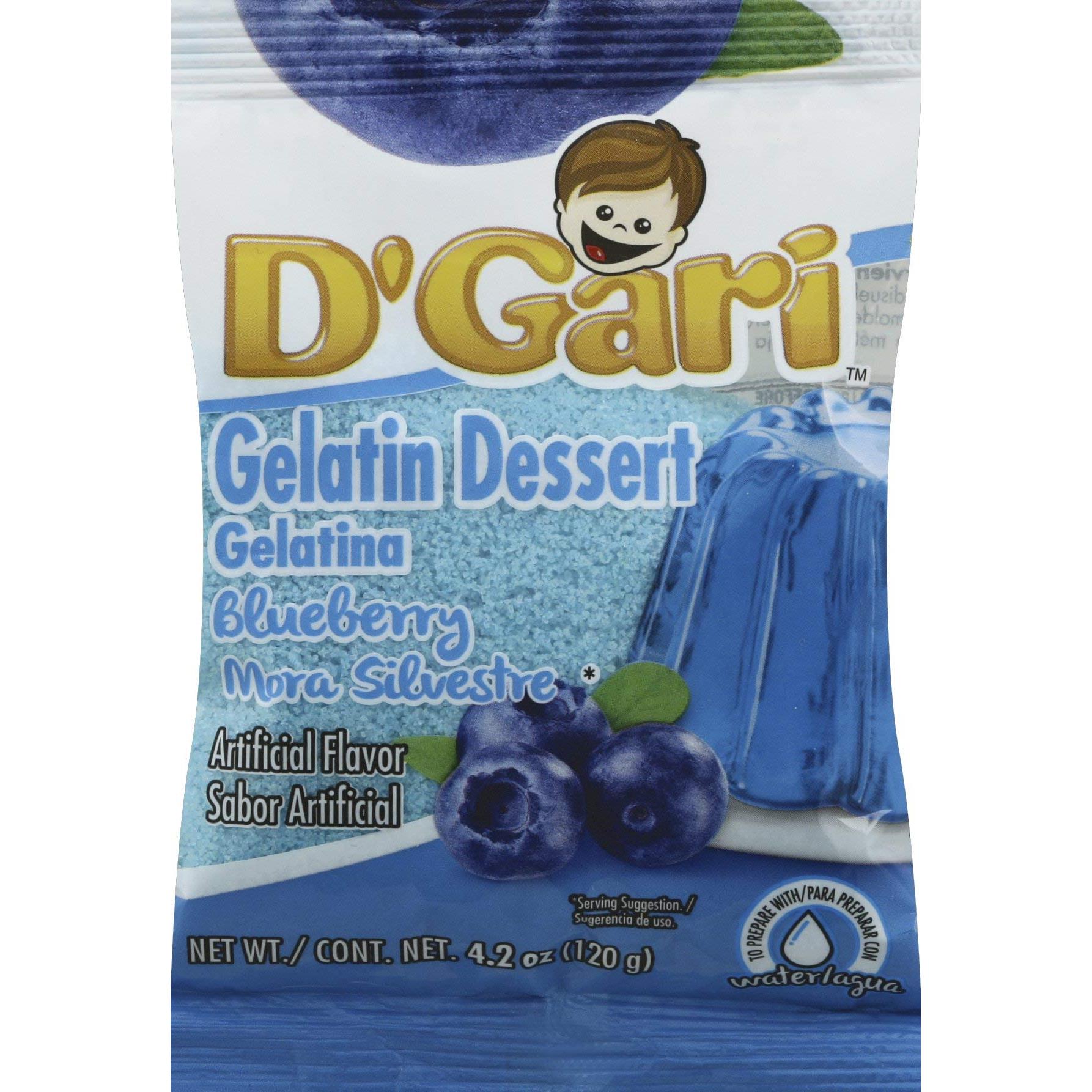 D GARI Gelatin Mix Regular Sugar Level Plastic Bag, 735257013121, Blueberry, 4.2 Ounce