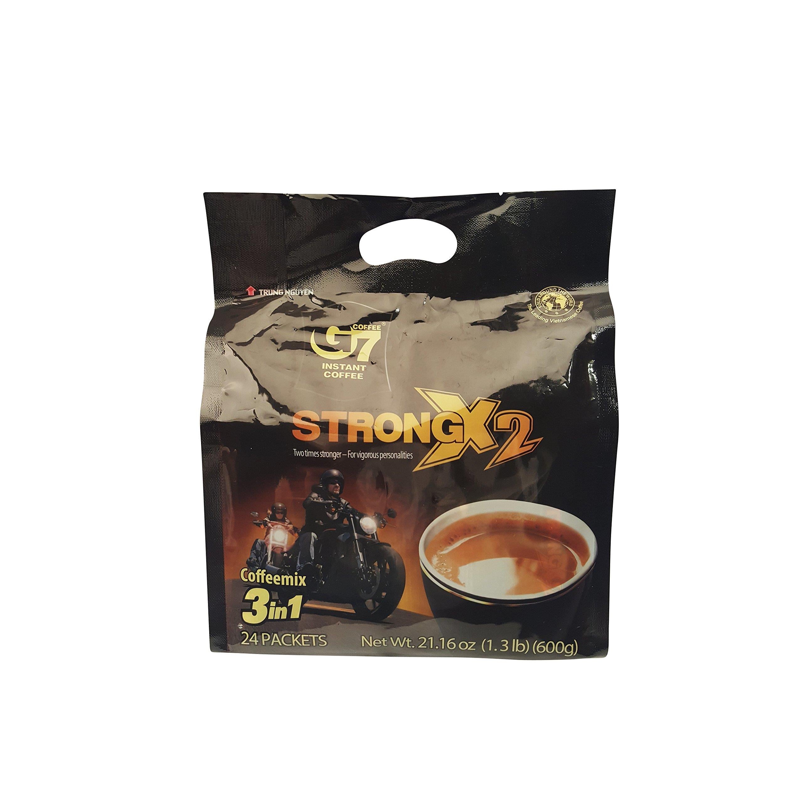Trung Nguyen - G7 Strong X2 3 In 1 Instant Coffee - 24 sticks | with Creamer and Sugar, (24 sticks x 25gr/stick)
