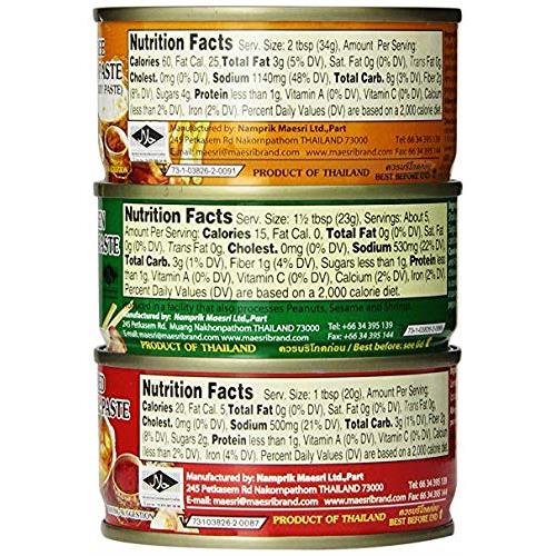 6 Can (4oz. Each) of Thai Green Red Yellow Curry Pastes Set