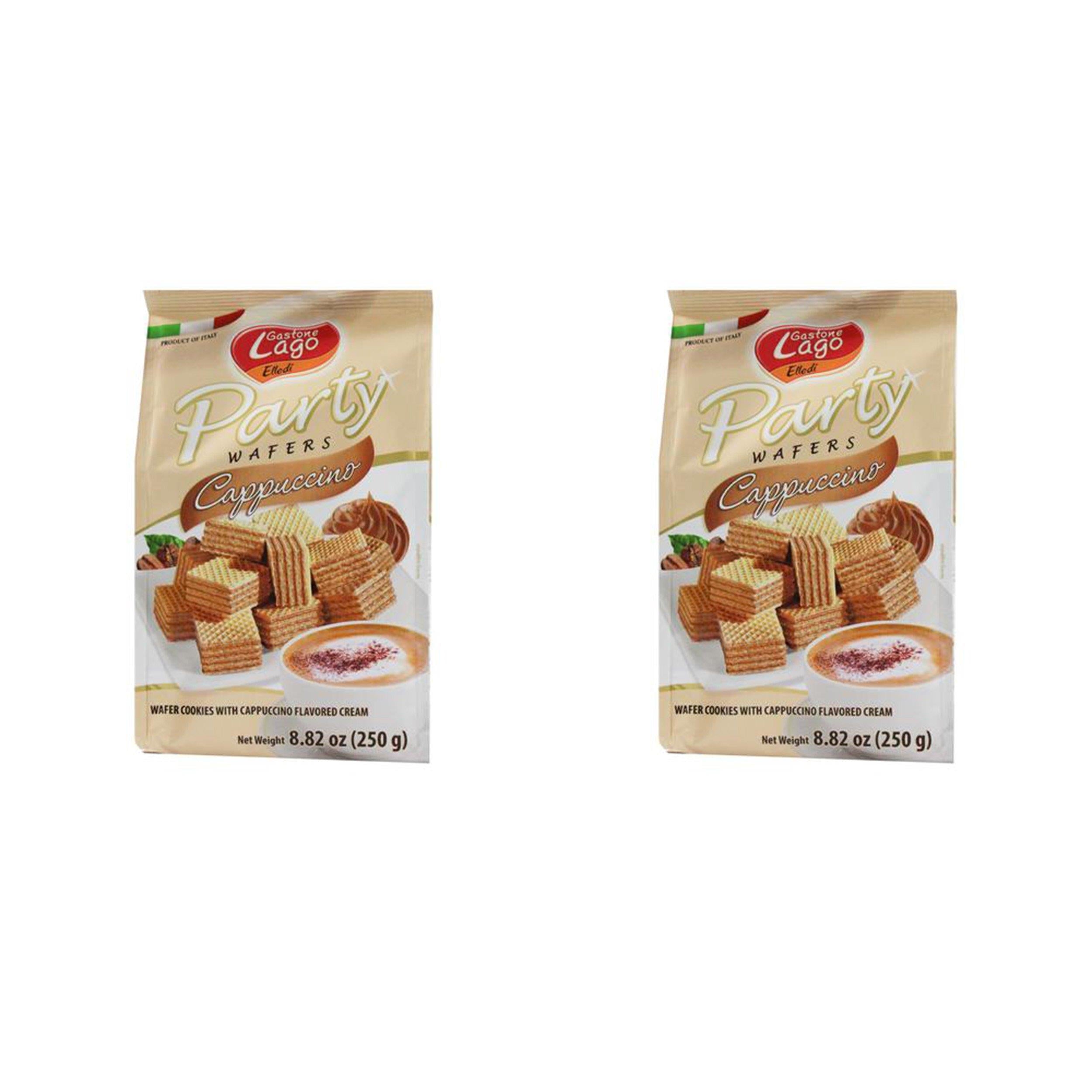 Gastone Lago Party Wafers Cappuccino Cream Filling 8.82 oz, 250g (Pack of 2)