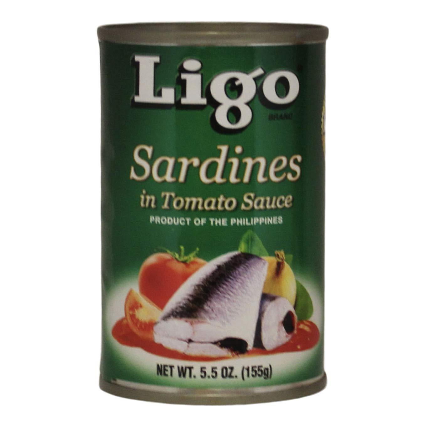 Ligo Sardine Bundle, 3 Cans Sardines in Tomato Sauce, 3 Cans Sardines in Tomato Sauce with Chili Added, [Pack of 6 Cans]