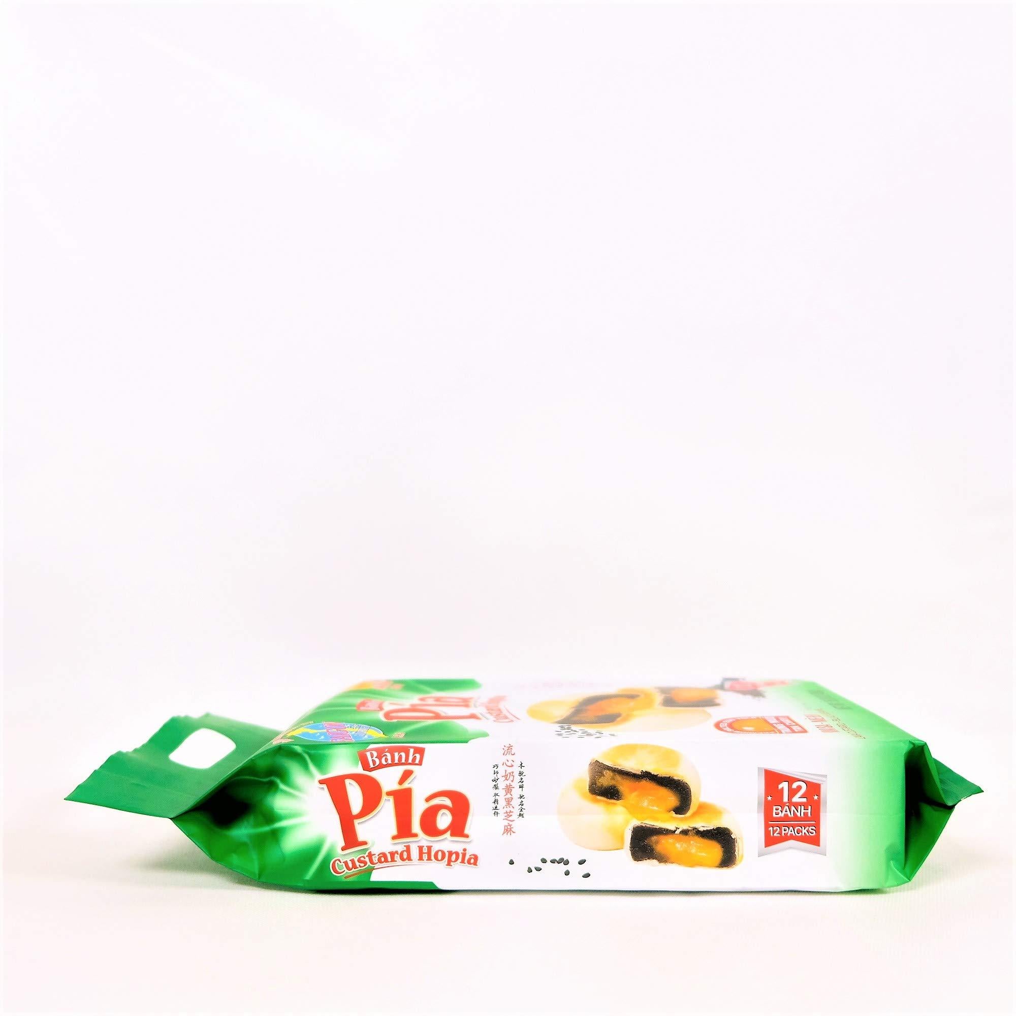 Banh Pia Pia Cake Lava Custard Hopia Cake Tan Hue Vien - Saigon Gourmet, Black Sesame, 16.8 Oz, [Pack of 1]