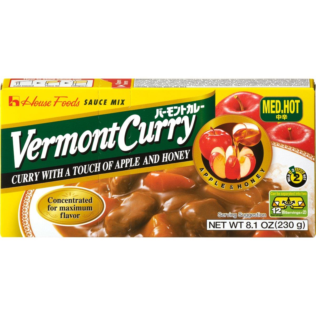 House Foods Vermont Curry, Medium Hot Boxes, 8.1 Ounce (Pack of 10)
