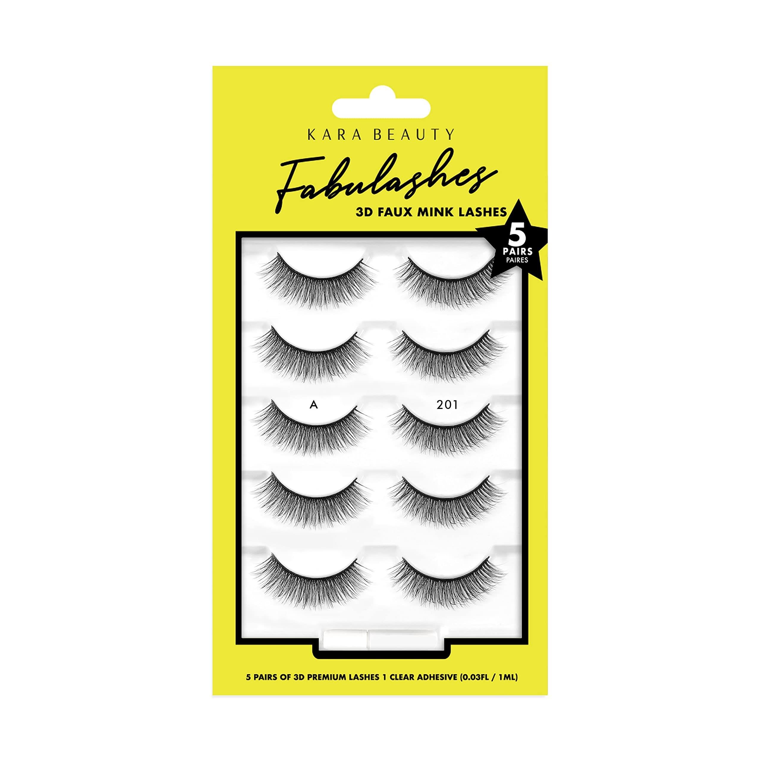 KARA BEAUTY FABULASHES 5 IDENTICAL PAIRS Multi-pack 3D Faux Mink False Eyelashes - Style KA5201