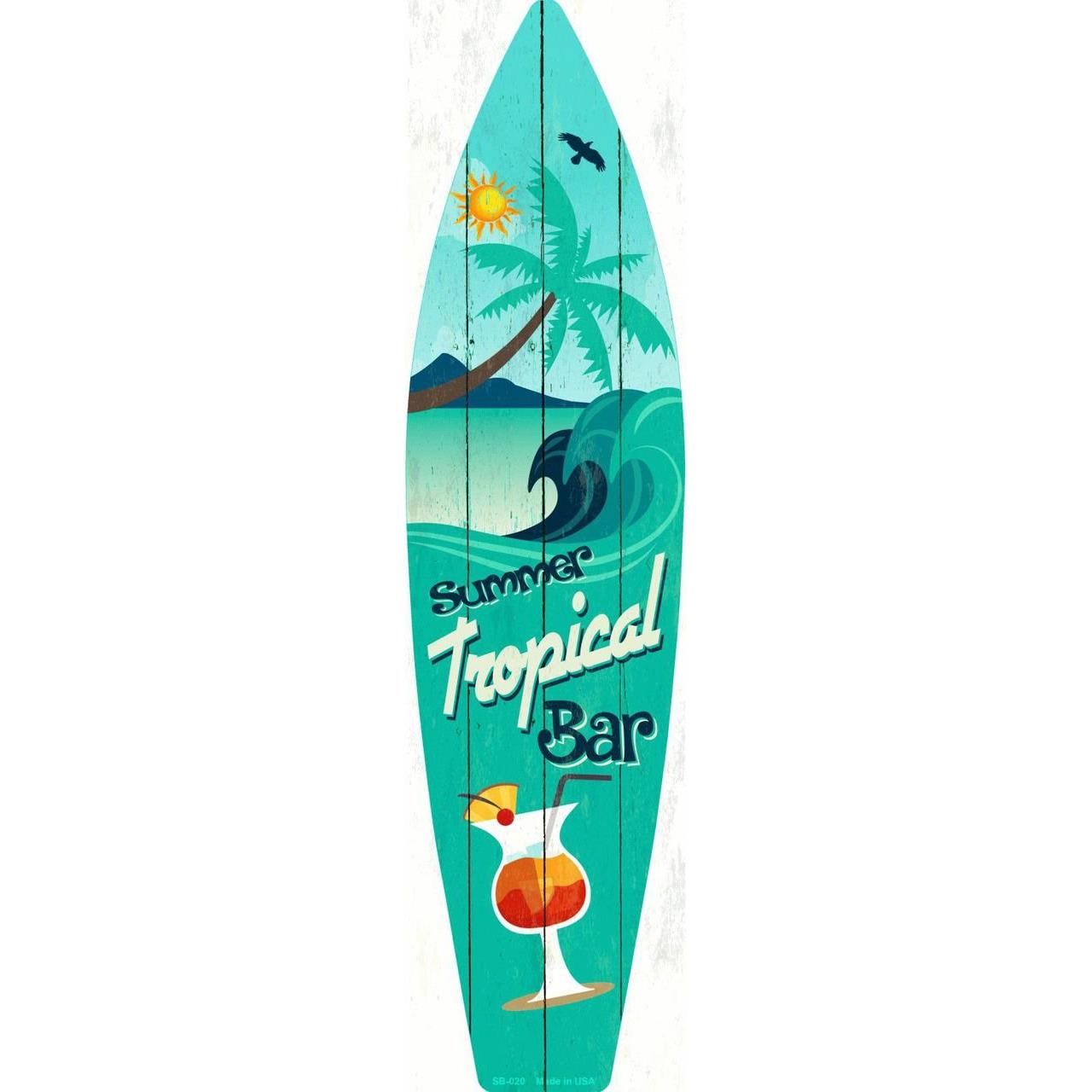 Tropical Bar Metal Novelty Surf Board Sign SB-020
