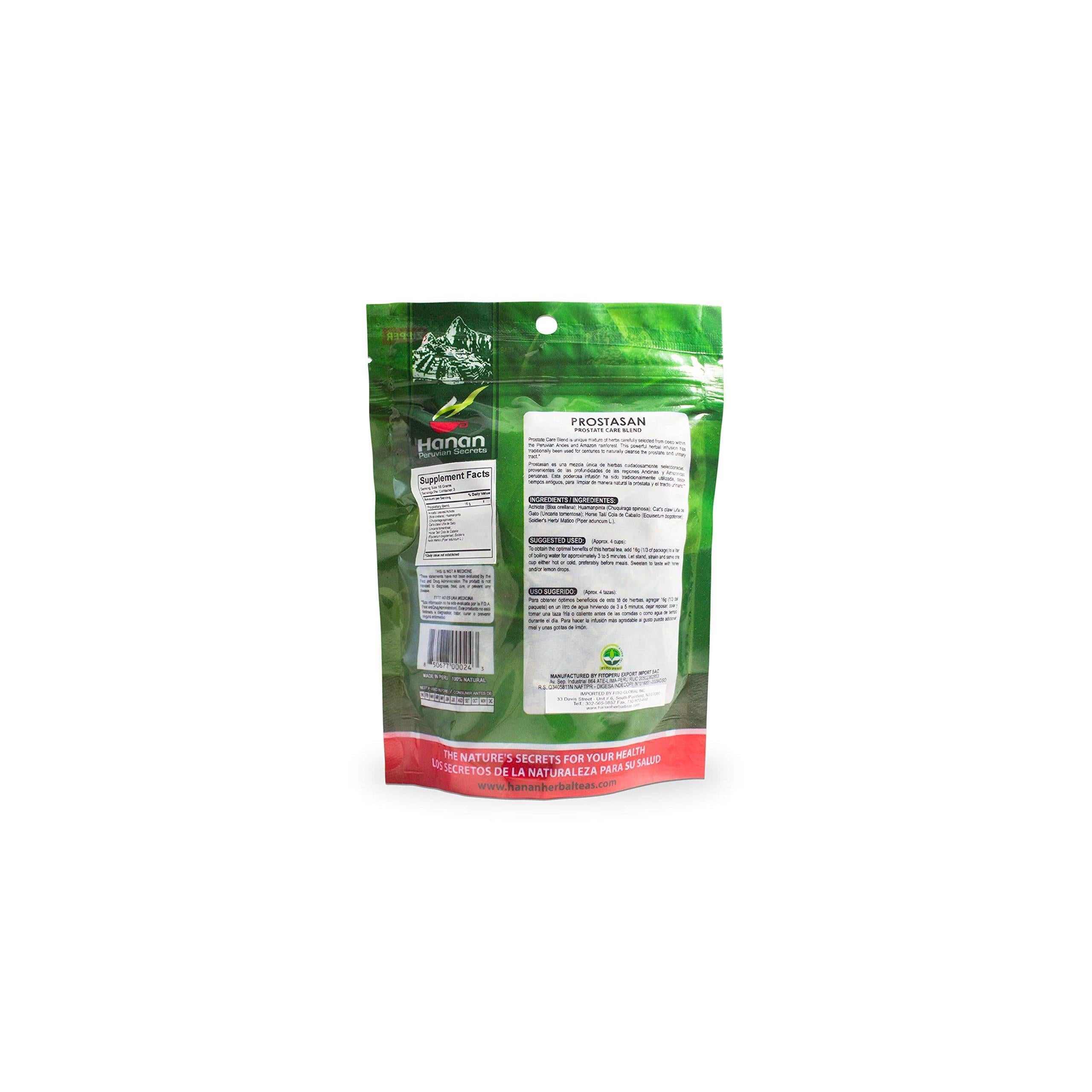 Hanan Peruvian Secrets Prostasan Herbal Tea | 100% Natural Prostate Care Blend | 1.76oz / 50g | Naturally Aids in Cleansing the Prostate and Urinary Tract